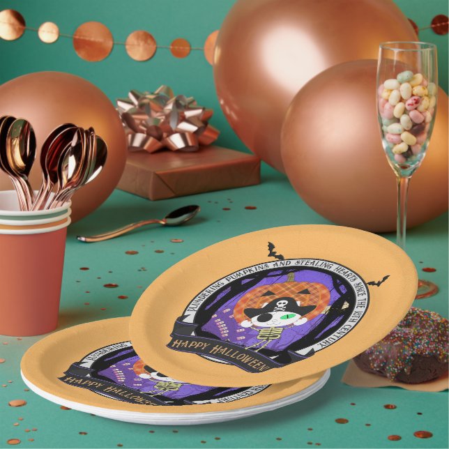 Assiettes En Carton Pirate Skeleton Cat (Multi)