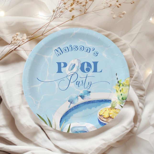 Assiettes En Carton Piscine pour enfants fête d'anniversaire piscine b (Créateur téléchargé)