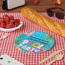 Piscine tropicale Plaques de papier d'anniversaire