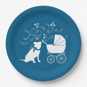 Assiettes En Carton Pit Bull Baby shower Pitbull Chien Blue Boy