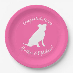 Assiettes En Carton Pit Bull Chien Baby shower rose fille Pitbull