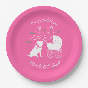 Assiettes En Carton Pit Bull Dog Baby shower Blue Boy Pitbull