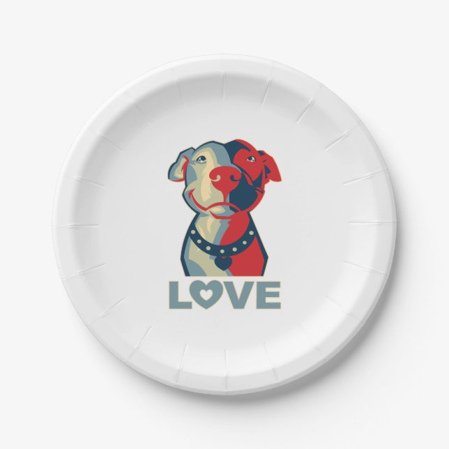 Assiettes En Carton Pitbull - AMOUR (Devant)