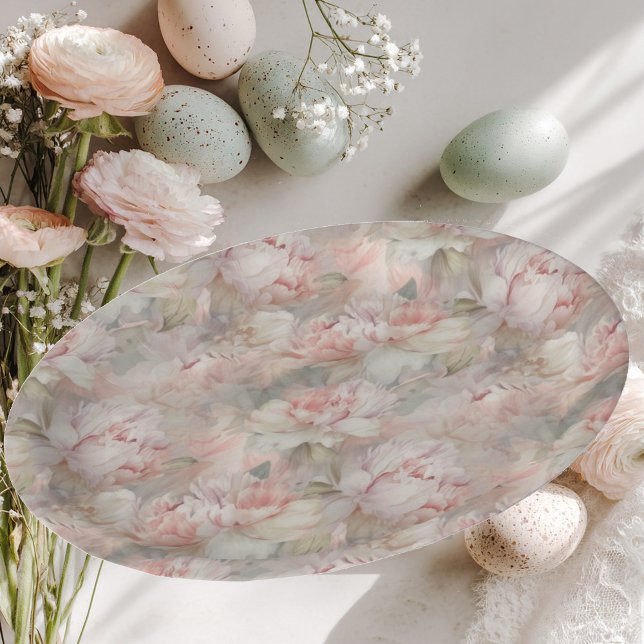 Assiettes En Carton pivoine luxuriante sur un fond doux (Créateur téléchargé)