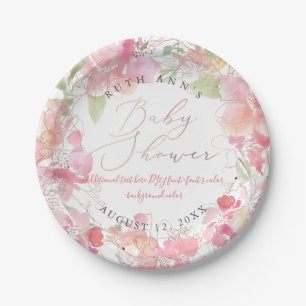 Assiettes En Carton PixDezines Aquarelle Blush Sweetpea Baby shower