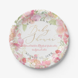Assiettes En Carton PixDezines Aquarelle Blush Sweetpea Baby shower