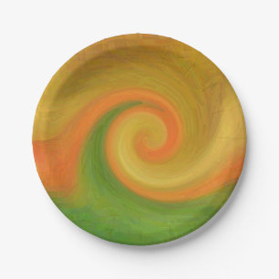 Assiettes En Carton Pixel Abstrait Automne Swirl