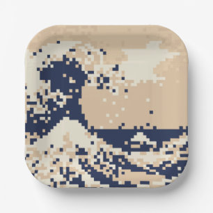 Assiettes En Carton Pixel Tsunami 8 bits Pixel Art