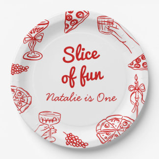 Assiettes En Carton Pizza 1ère Main Tirée Slice Of Fun Birthday Party