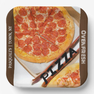 Assiettes En Carton Pizza Business Blanc Brown