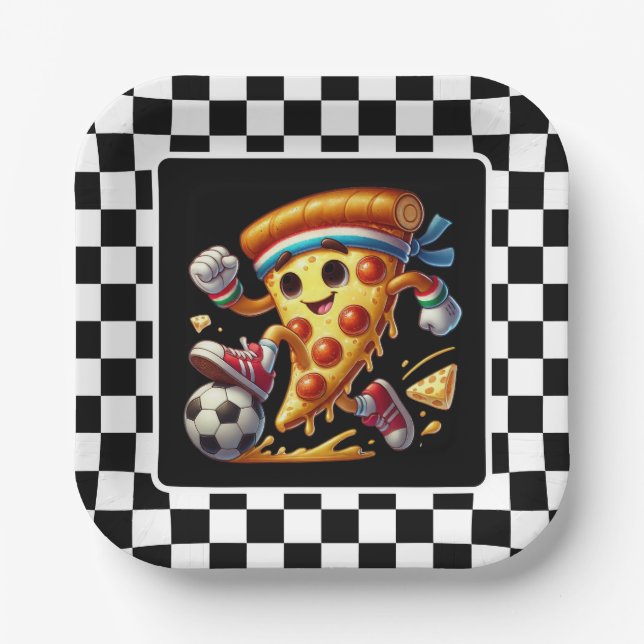 Assiettes En Carton Pizza cool de football (Recto)