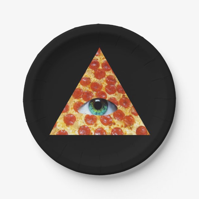 Assiettes En Carton Pizza d'Illuminati (Devant)