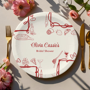 Assiettes En Carton Pizza Italienne Rouge Doodle Ciao Bella Enterremen
