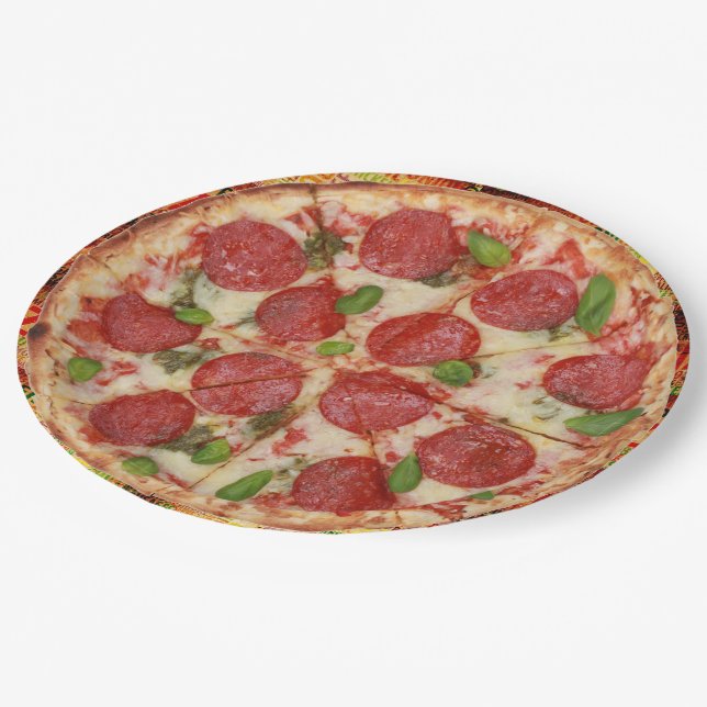Assiettes En Carton Pizza Party Marchandises Plaque en papier (Angle)