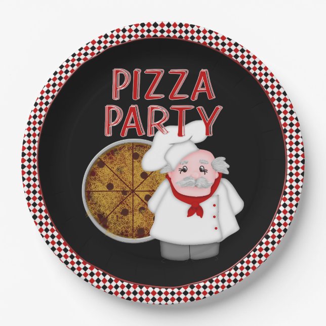 Assiettes En Carton Pizza Party Style 2 - Plaques de papier (Devant)