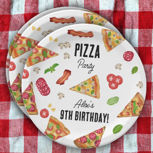 Assiettes En Carton Pizza Party Thème Aquarelle Anniversaire de enfant