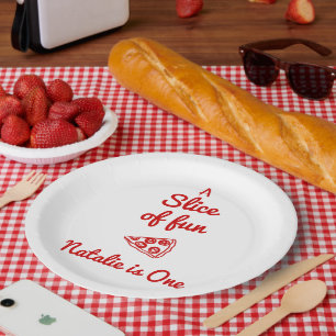 Assiettes En Carton Pizza Retro 1ère Main Écrit tranche de plaisir Ann