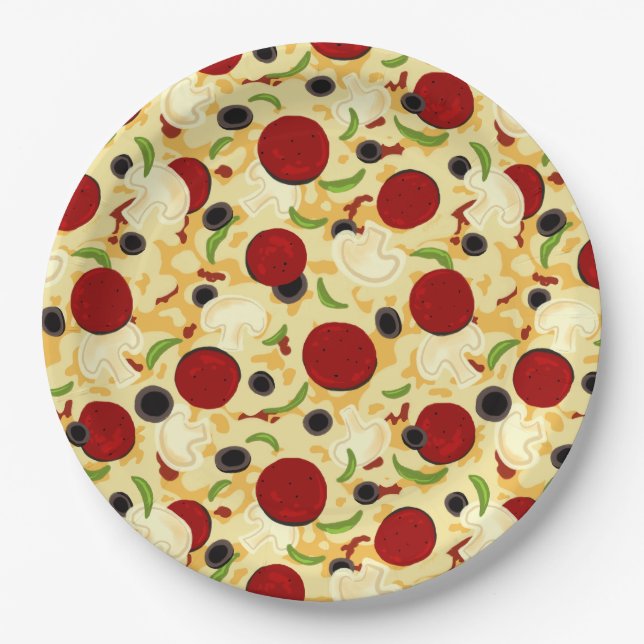 Assiettes En Carton Pizza Topping (Devant)