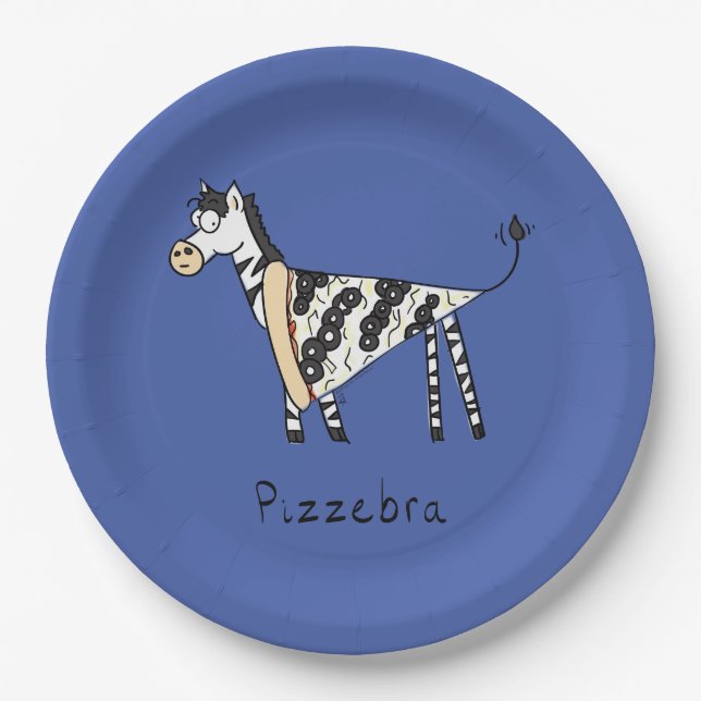 Assiettes En Carton Pizzebra Pizza Zebra Plaques de papier (Devant)