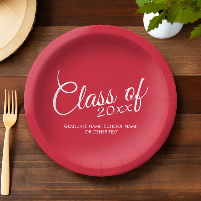 Assiettes En Carton Plafond de graduation rouge Classe d'année et de t (Custom Graduation Plates)