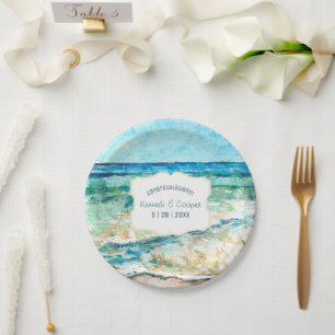 Assiettes En Carton Plage côtière Thématique Événement Papier Plate