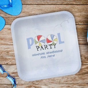 Assiettes En Carton Plage de fête de la piscine d'été sur mesure