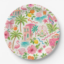 Plage de Palm Beach Rose Vert Tropical