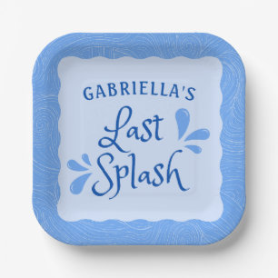 Assiettes En Carton Plage "Dernier Splash" Beach Pool Blue Bachelorett