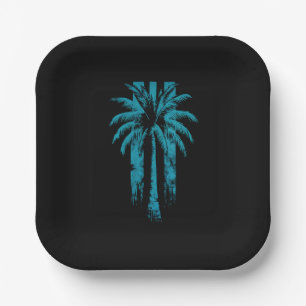 Assiettes En Carton Plage Hawaïenne Été Vacances Tropicales Palmier