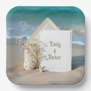 Assiettes En Carton Plage Invitation Dans Le Sable Avec Starfish