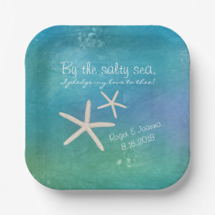 Assiettes En Carton Plage Mariage Tropical Starfish Plaque de gâteau
