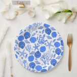 Assiettes En Carton Plage motif coquillages bleus et corail<br><div class="desc">J'espère que vous aimerez ce joli design de papier de soie, regardez dans ma boutique pour plus de couleurs et d'autres designs ainsi que des articles assortis comme des gobelets en papier, des serviettes, des sacs cadeaux, des mugs, du papier d'emballage, des serviettes, des invitations et des cartes. Vous pouvez...</div>
