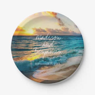 Assiettes En Carton Plage Océan Personnalisé Mariage Plaques de gâteau