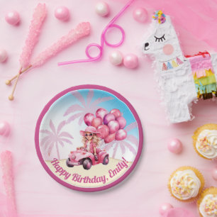 Assiettes En Carton Plage rose convertible Anniversaire