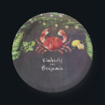 Assiettes En Carton Plage tropicale du crabe<br><div class="desc">Crabe,  palmiers,  lampes à cordes plaques tropicales côtières et nautiques</div>