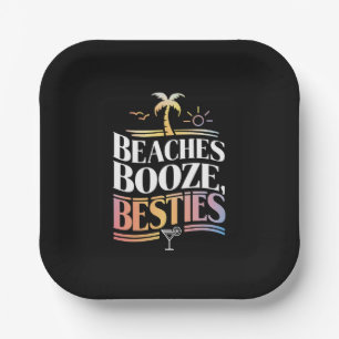 Assiettes En Carton Plages Alcool & Meilleures Amies Arbre de Coco Été