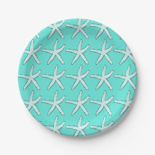Assiettes En Carton Plages d'étoiles de mer Bleu sarcelle Fêtes bébé A