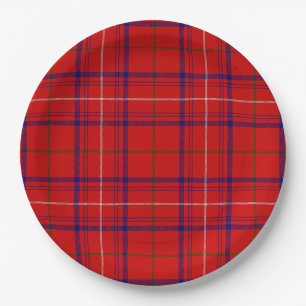 Assiettes En Carton plaid bleu rose tartan