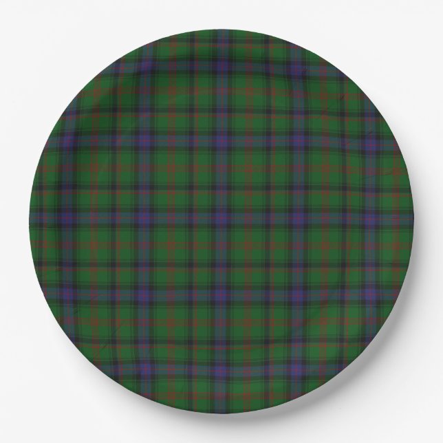 Assiettes En Carton Plaid bleu vert tartan Park (Devant)