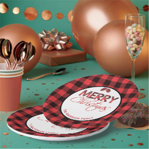 Assiettes En Carton Plaid Buffalo   Joyeux Noël