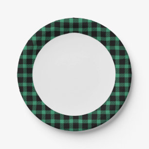 Assiettes En Carton Plaid de Buffalo Vert Russe