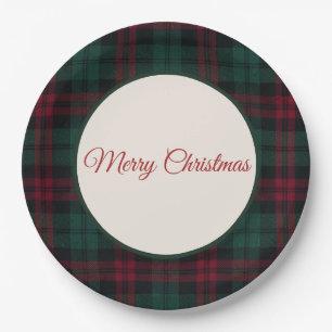 Assiettes En Carton Plaid de Noël Classique Joyeux Noël