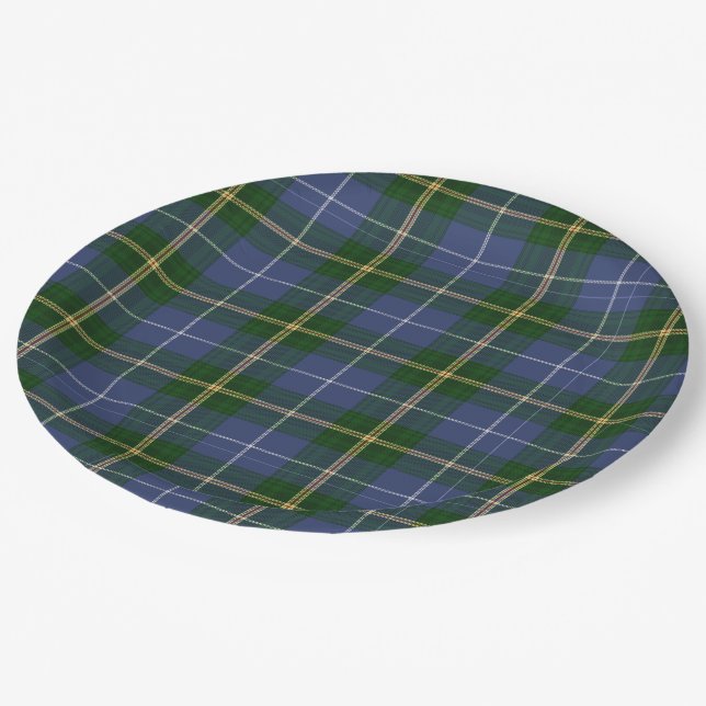 Assiettes En Carton Plaid de tartan   bleu de la Nouvelle-Écosse de (Angle)