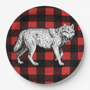 Assiettes En Carton Plaid et loup rustiques de contrôle de Buffalo