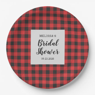 Assiettes En Carton Plaid Mariage Baiser Noir Rouge Buffalo Bûcheron