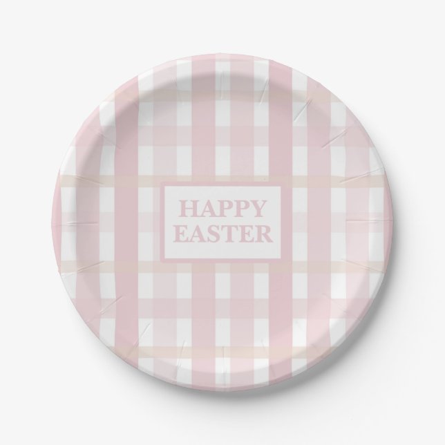 Assiettes En Carton Plaid Mélange Rose (Devant)