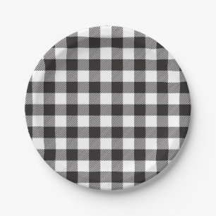 Assiettes En Carton Plaid noir et blanc de Buffalo