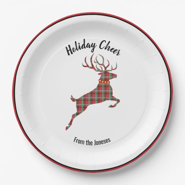 Assiettes En Carton Plaid Reindeer Holiday Cheval (Devant)