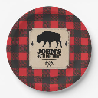 Assiettes En Carton Plaid rustique de Buffalo de regard de papier