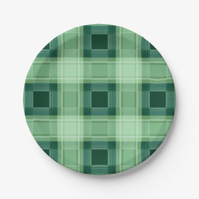 Assiettes En Carton Plaid vert (Devant)